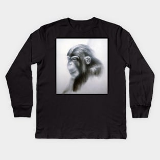 Chimp - Drawing by Avril Thomas - Adelaide Artist Kids Long Sleeve T-Shirt